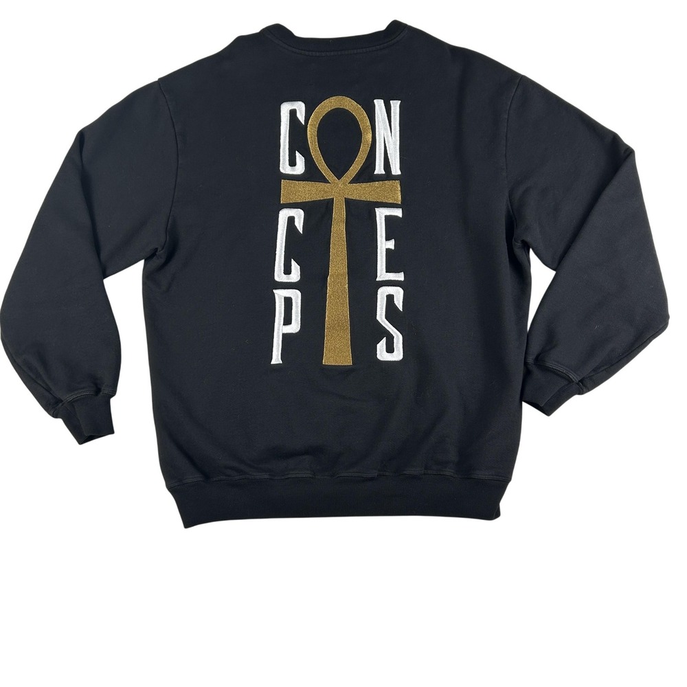 Concepts Of Life Sweatshirt‎ Mens Medium Black Ankh Logo Pullover Crewneck USA